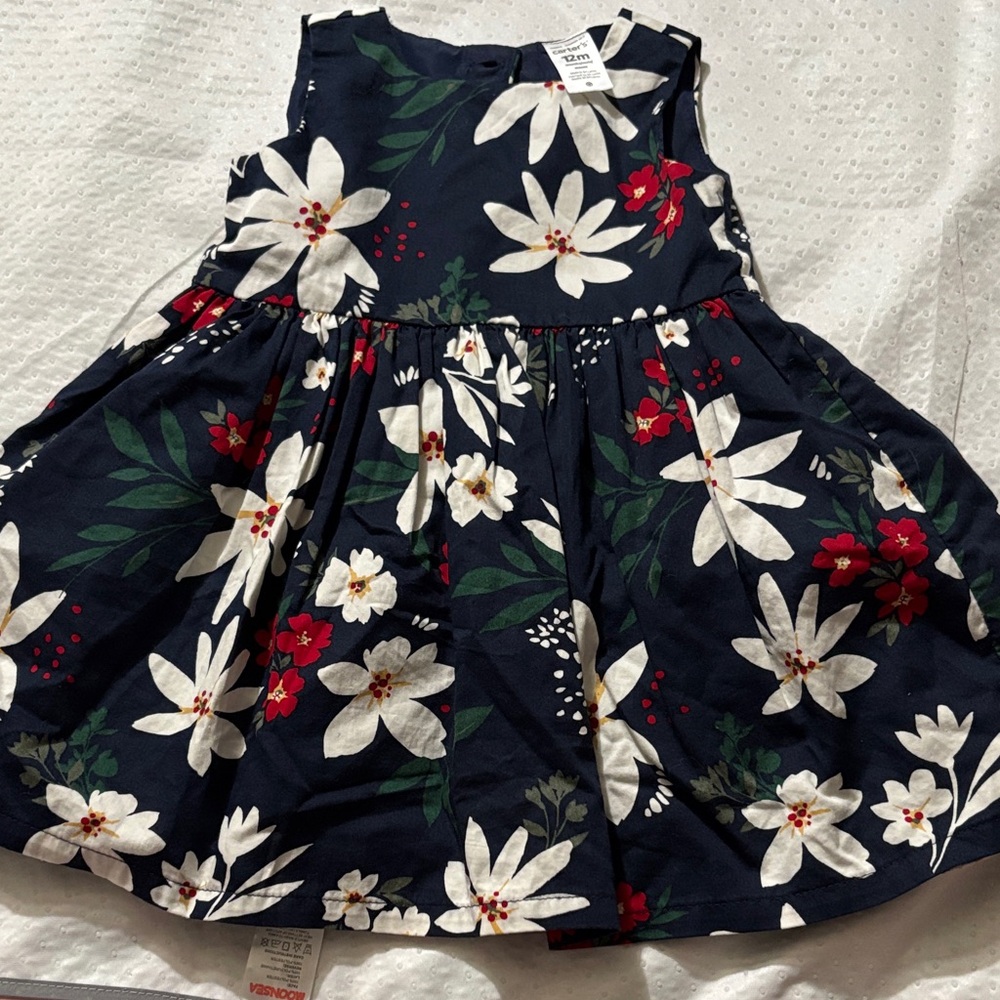 Carter's Navy and Red Floral Kids Dress